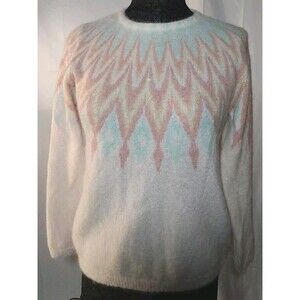 Bartolini Womens Beige‎ Fair Isle Mohair Alpaca Blend Pullover Sweater Size M